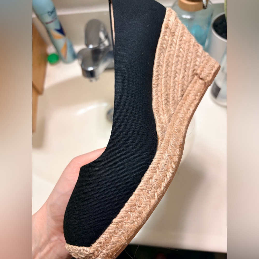 Black Wedge Espadrille Shoes J Crew sz 7 - Picture 7 of 17
